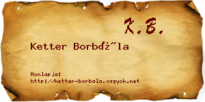 Ketter Borbála névjegykártya